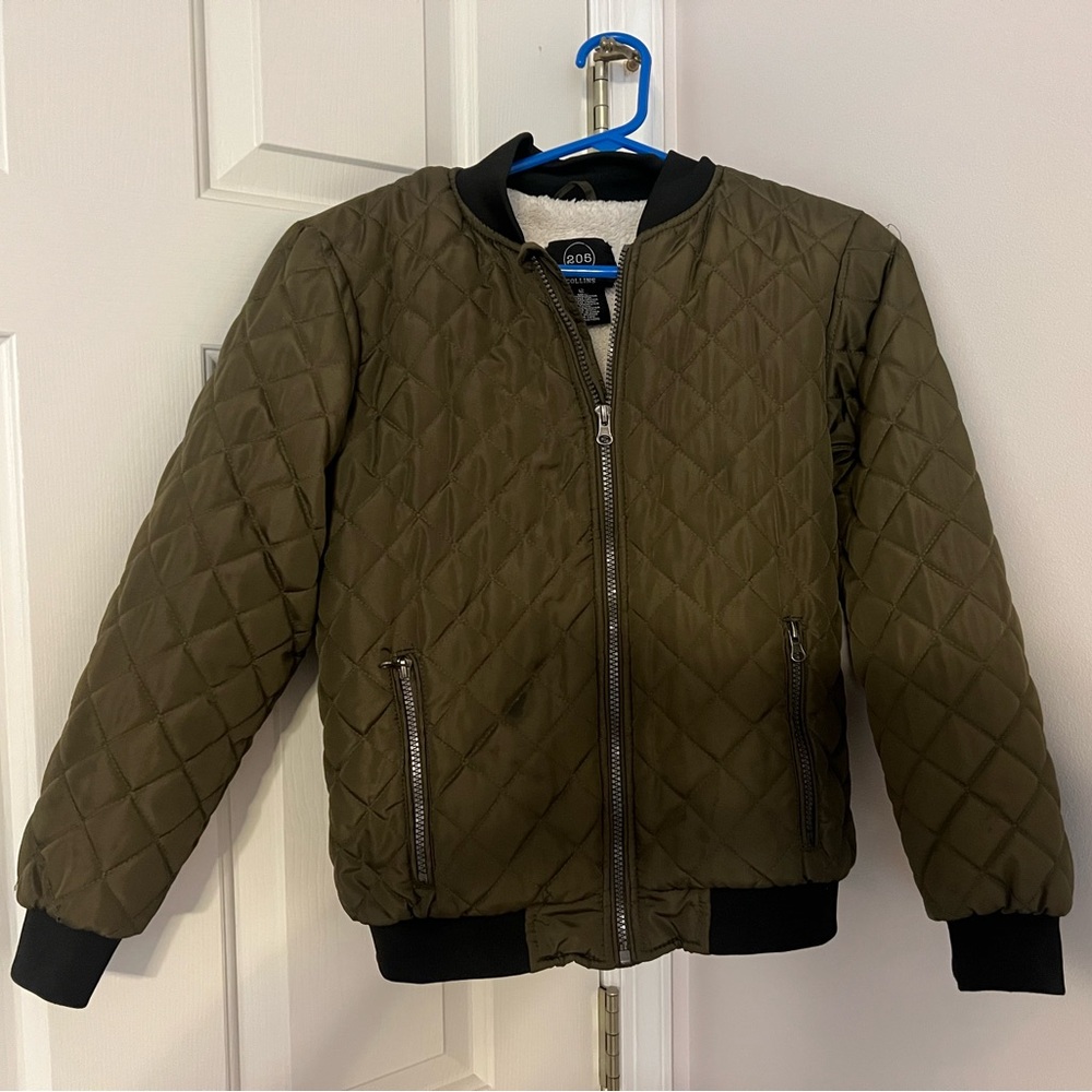 Kids Quilted Puffer Jacket - Olive